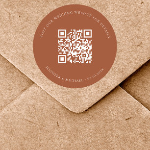 Sticker Rond Site mariage QR code détails rsvp brûlé orange