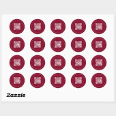 Sticker Rond Site mariage QR code détails rsvp burgundy (Feuille)