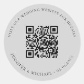 Sticker Rond Site mariage QR code détails rsvp gris (Devant)