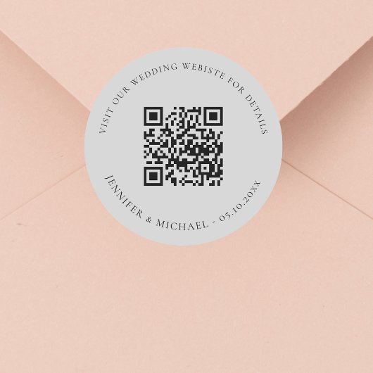 Sticker Rond Site mariage QR code détails rsvp gris