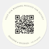 Sticker Rond site mariage QR code détails rsvp ivoire (Devant)