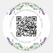 Sticker Rond Site mariage QR code détails rsvp lavender (Devant)