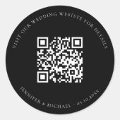 Sticker Rond Site mariage QR code détails rsvp noir (Devant)