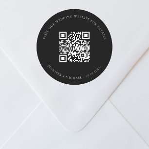 Sticker Rond Site mariage QR code détails rsvp noir