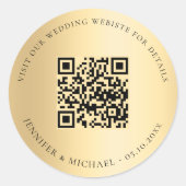Sticker Rond Site mariage QR code détails rsvp or (Devant)