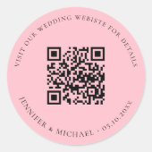 Sticker Rond Site mariage QR code détails rsvp rose (Devant)