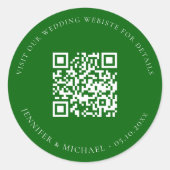 Sticker Rond site mariage QR code détails rsvp vert émeraude (Devant)