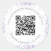 Sticker Rond Site mariage QR code détails rsvp violet blanc (Devant)