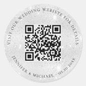 Sticker Rond Site mariage QR détails informations rsvp argent (Devant)