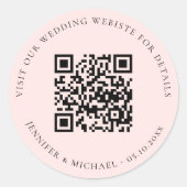 Sticker Rond Site mariage QR détails informations rsvp rose (Devant)
