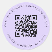 Sticker Rond Site mariage QR détails informations rsvp violet (Devant)