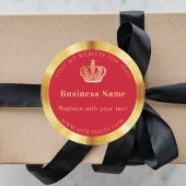 Sticker Rond Site Web de la couronne royale d'or rouge