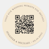 Sticker Rond Site web mariage QR code détails rsvp pêche (Devant)