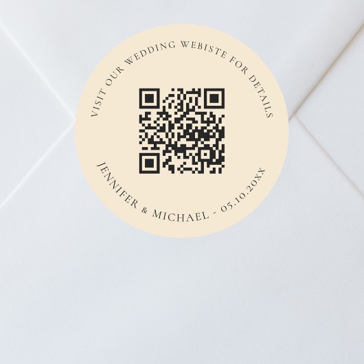 Sticker Rond Site web mariage QR code détails rsvp pêche