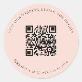 Sticker Rond Site web mariage QR code détails rsvp pêche (Devant)