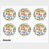 Sticker Rond Sites de Myrtle Beach (Feuille)