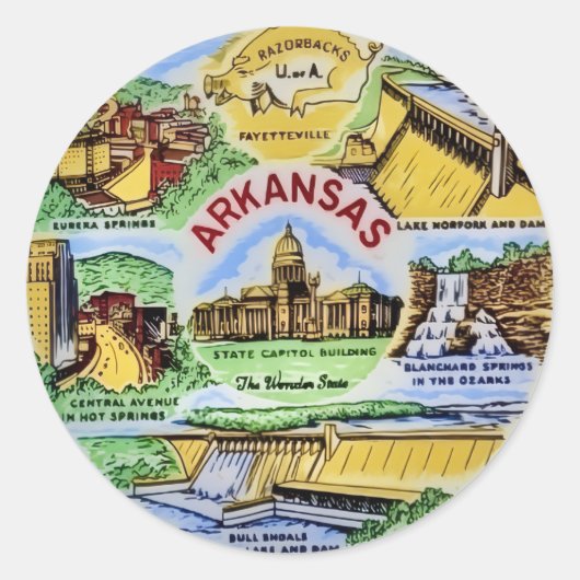 Sticker Rond Sites remarquables de l'Arkansas (Devant)