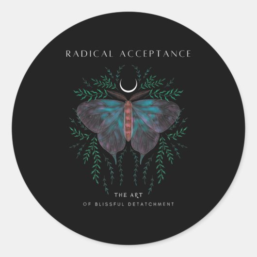 Sticker Rond Sitive Retro Butterfly Moon Tee _ Graphic Growth M (Devant)