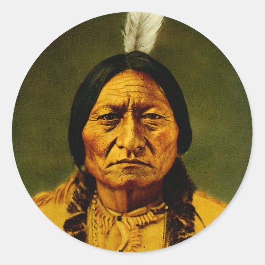 Sticker Rond Sitting Bull Amérindien (Devant)