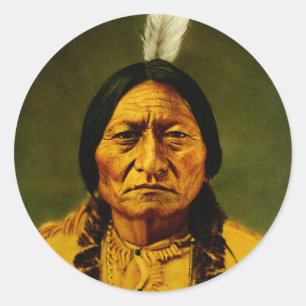Sticker Rond Sitting Bull Chef Indien Amérindien