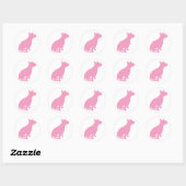 Sticker Rond Sitting Bull Terrier (rose) (Feuille)