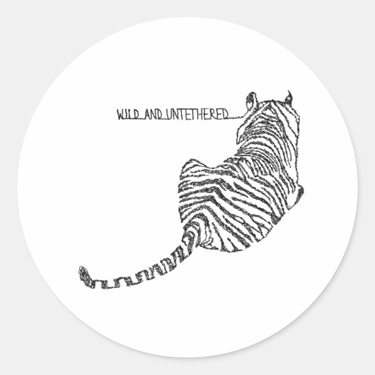 Sticker Rond Sitting Tiger composé de Black Scribbles (Devant)