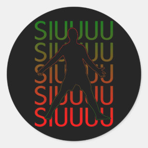 Sticker Rond Siuuu Football Drôle Footbyll Garçons Hommes Femme