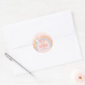 Sticker Rond Six est Vibe Pastel arc-en-ciel 6e anniversaire (Enveloppe)