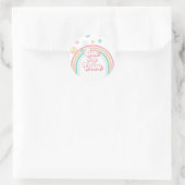 Sticker Rond Six est Vibe Retro Summer Rainbow (Sac)