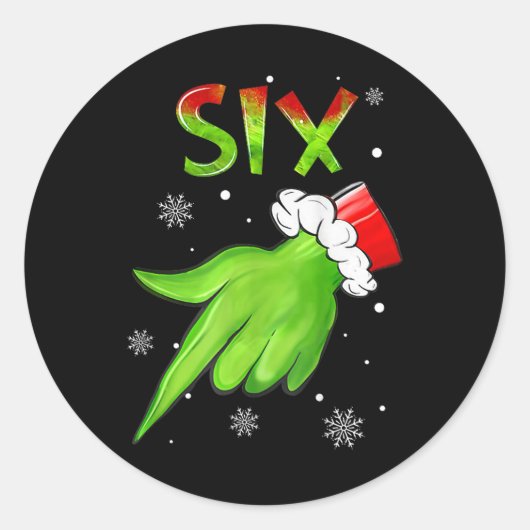 Sticker Rond Six Funny Six Seven 6 7 Meme Santa Christmas Xmas  (Devant)