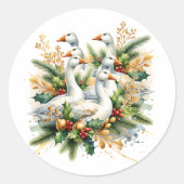 Sticker Rond Six Geese a-Laying | Douze jours de Noël (Devant)