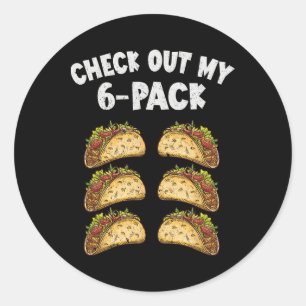 Sticker Rond Six Pack Taco Cinco De Mayo Mexicains Hommes