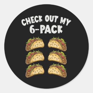 Sticker Rond Six Pack Taco Cinco De Mayo Mexicains Hommes