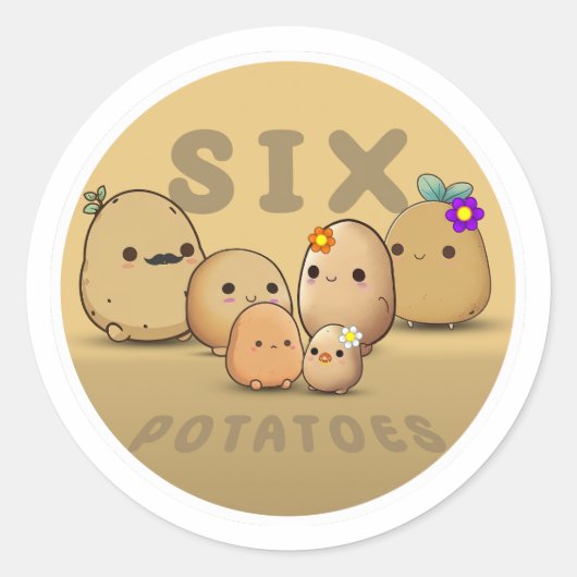 Sticker Rond Six pommes de terre (Devant)