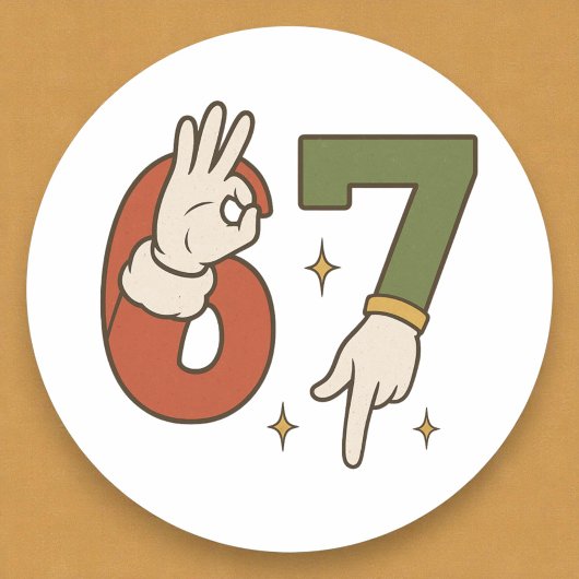 Sticker Rond Six Seven 67 6 7 Christmas Santa Elf Meme