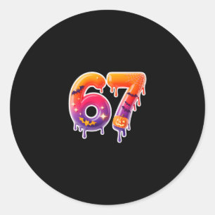Sticker Rond Six Seven 67 6 7 Création de Mème Drôle de Glace q