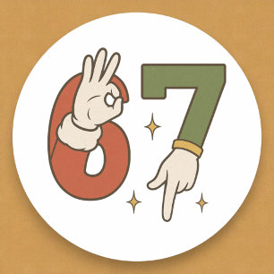 Sticker Rond Six Seven 67 6 7 Noël Santa Père Noël Elfe Meme