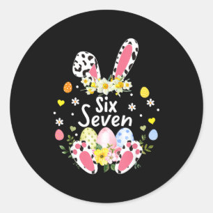 Sticker Rond Six Seven 67 Mème 6 7 Lapin Léopard Enfants Drôle