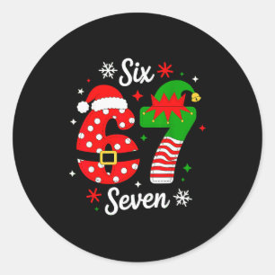 Sticker Rond Six Seven 67 Meme 6 7 Santa Noël Pyjamas Enfants