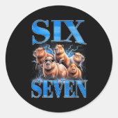 Sticker Rond Six Seven 67 Meme Funny Capybara Bootleg Graphic  (Devant)