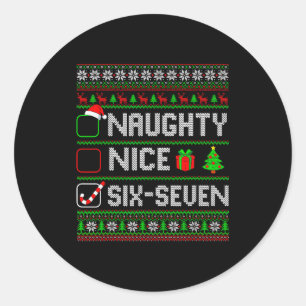 Sticker Rond Six Seven 67 Mème Jolies Cochonnes Pyjama de Noël
