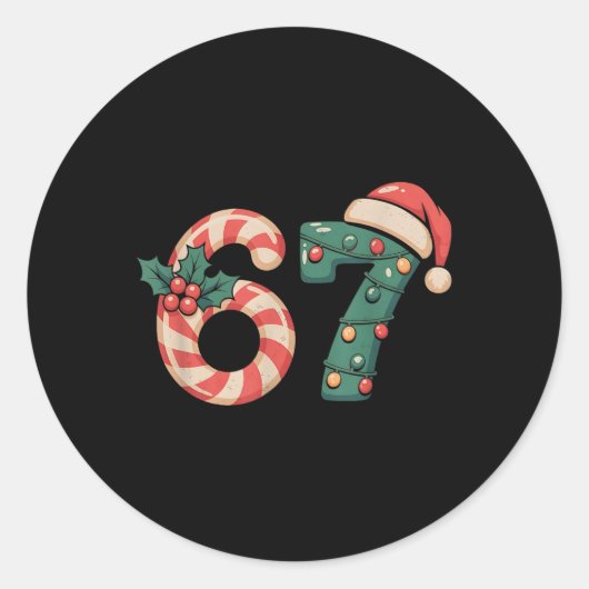 Sticker Rond Six Seven 67 Mème Noël  (Devant)