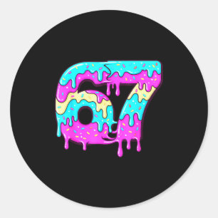Sticker Rond Six Seven 67 Mème Numéro 67 Glace Gouttante