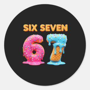Sticker Rond Six Seven 67 Numéro Mème Glace Goutte Gen Alpha