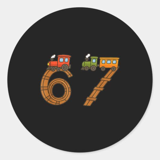 Sticker Rond Six Seven 67 Train Tracks Trains Numbers 6 And 7 V (Devant)