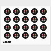 Sticker Rond Six Seven 6 7 67 Funny Matching Valentines Day Cou (Feuille)