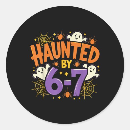 Sticker Rond Six Seven 6 7 Halloween squelette main fantôme (Devant)