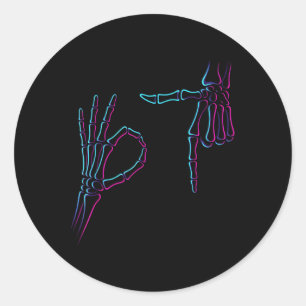 Sticker Rond Six Seven 6 7 Mème 67 Main de squelette Costume Ha