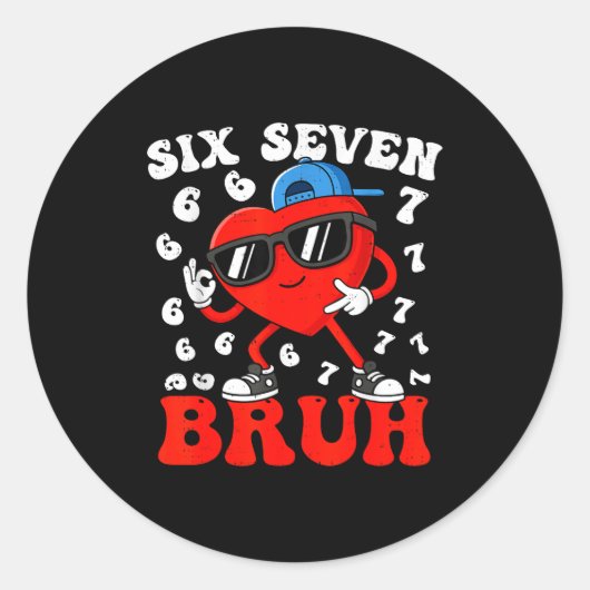 Sticker Rond Six Seven 6 7 Meme 67 Trend Valentines Day Boys To (Devant)