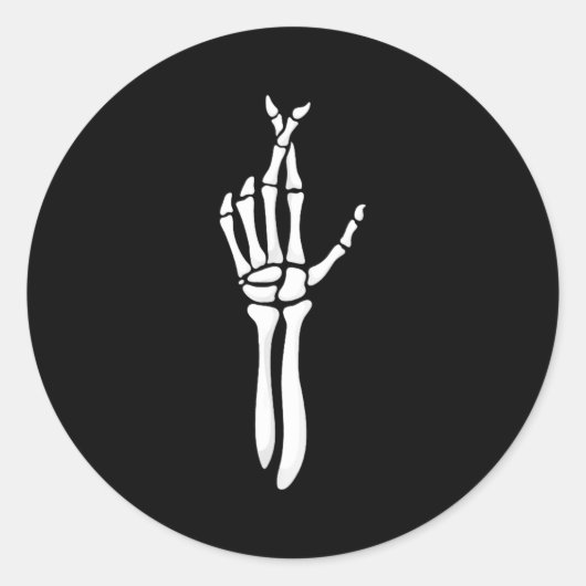 Sticker Rond Six Seven 6 7 Meme Funny Skeleton Hands Sign Let's (Devant)